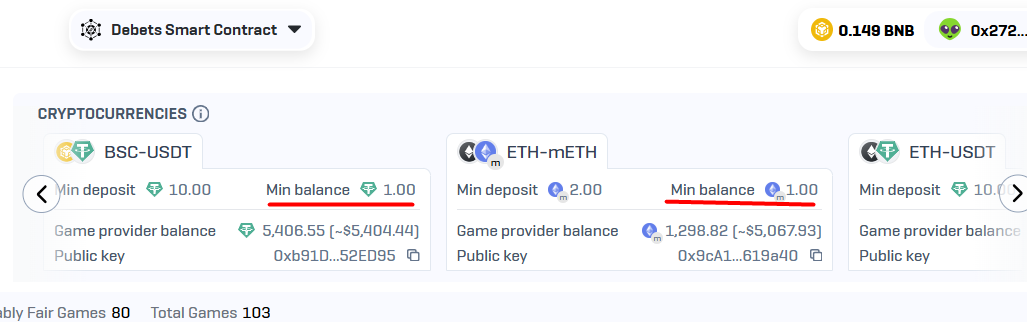 Minimum deposit balance